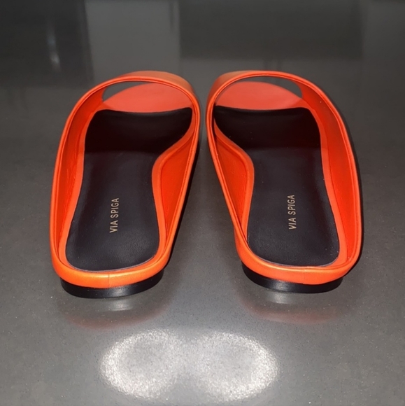 NWT Via Spiga Women's Hana Leather Slide Sandals - Picture 7 of 13